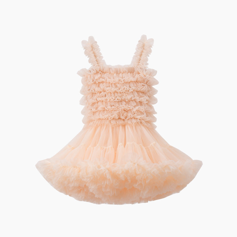 Tiered Ruffle Tulle Dress – Peach Fizz