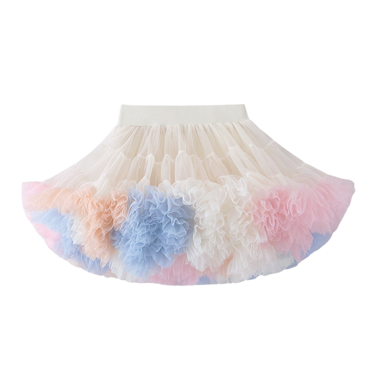 Pastel Ruffle Tulle Skirt – Cloud Cream