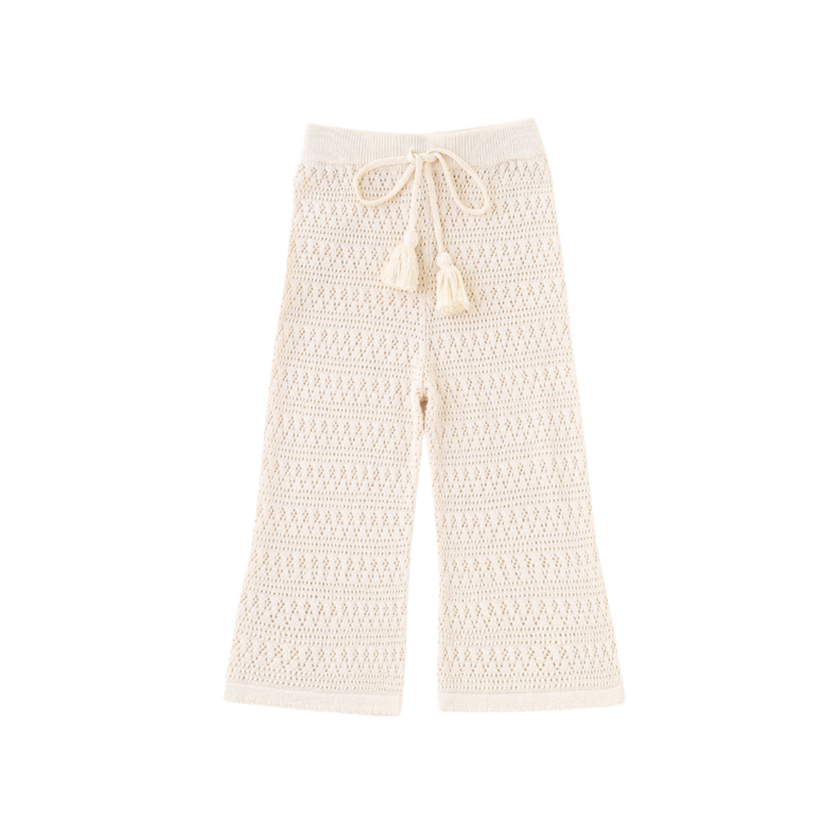 Crochet Knit Flare Pants – Cream
