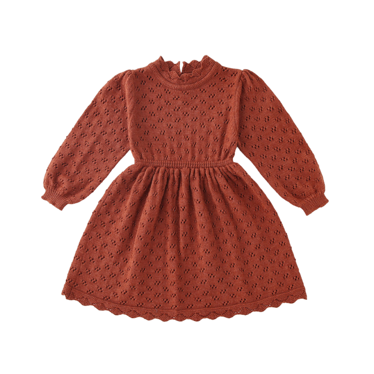 Eyelet Knit Dress Set – Rust