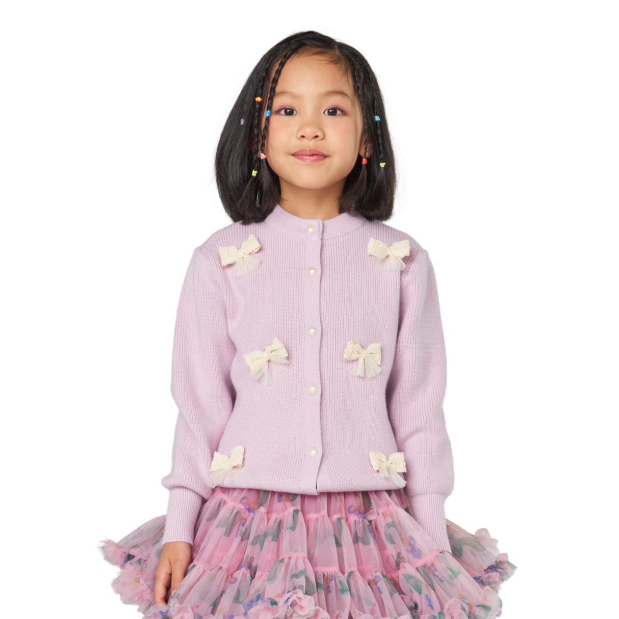 Bow Detail Knit Cardigan – Lilac