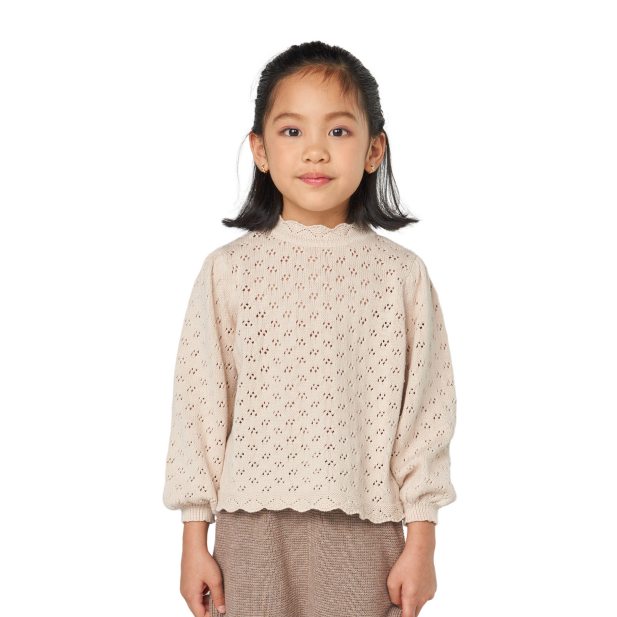 Eyelet Knit Sweater – Oatmeal