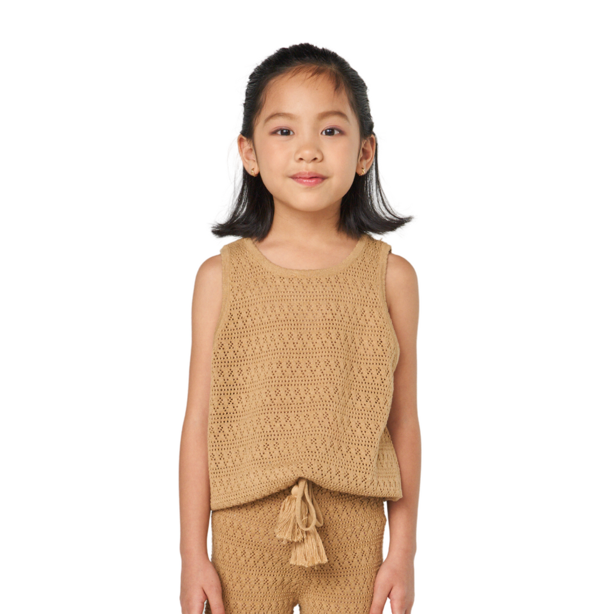 Crochet Knit Tank – Camel