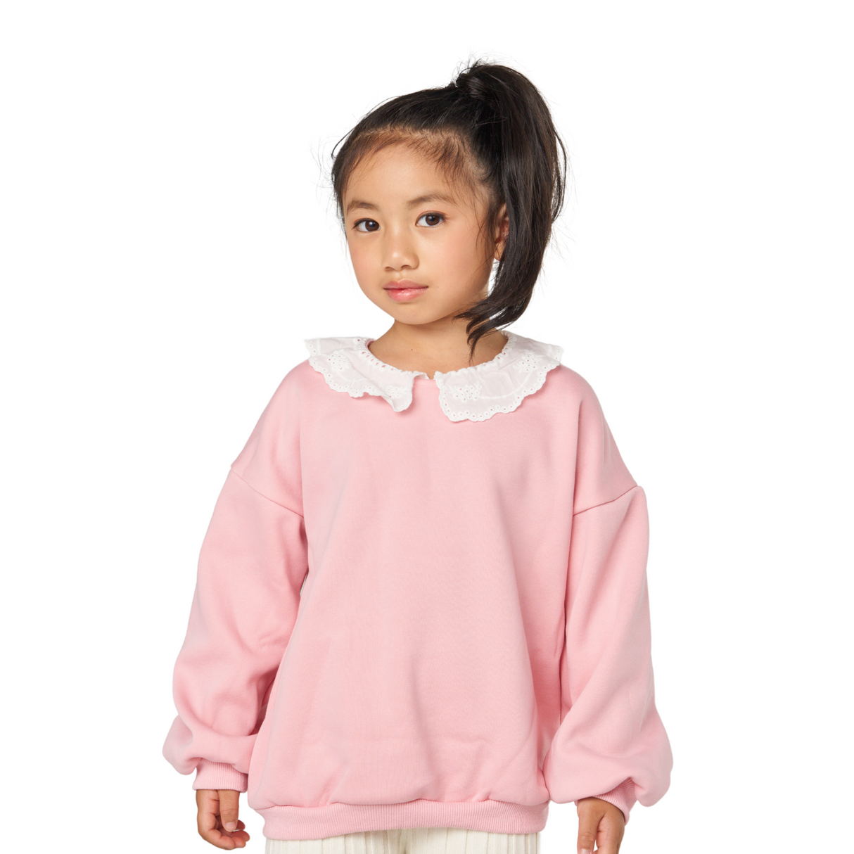 Lace Collar Sweatshirt – Pink