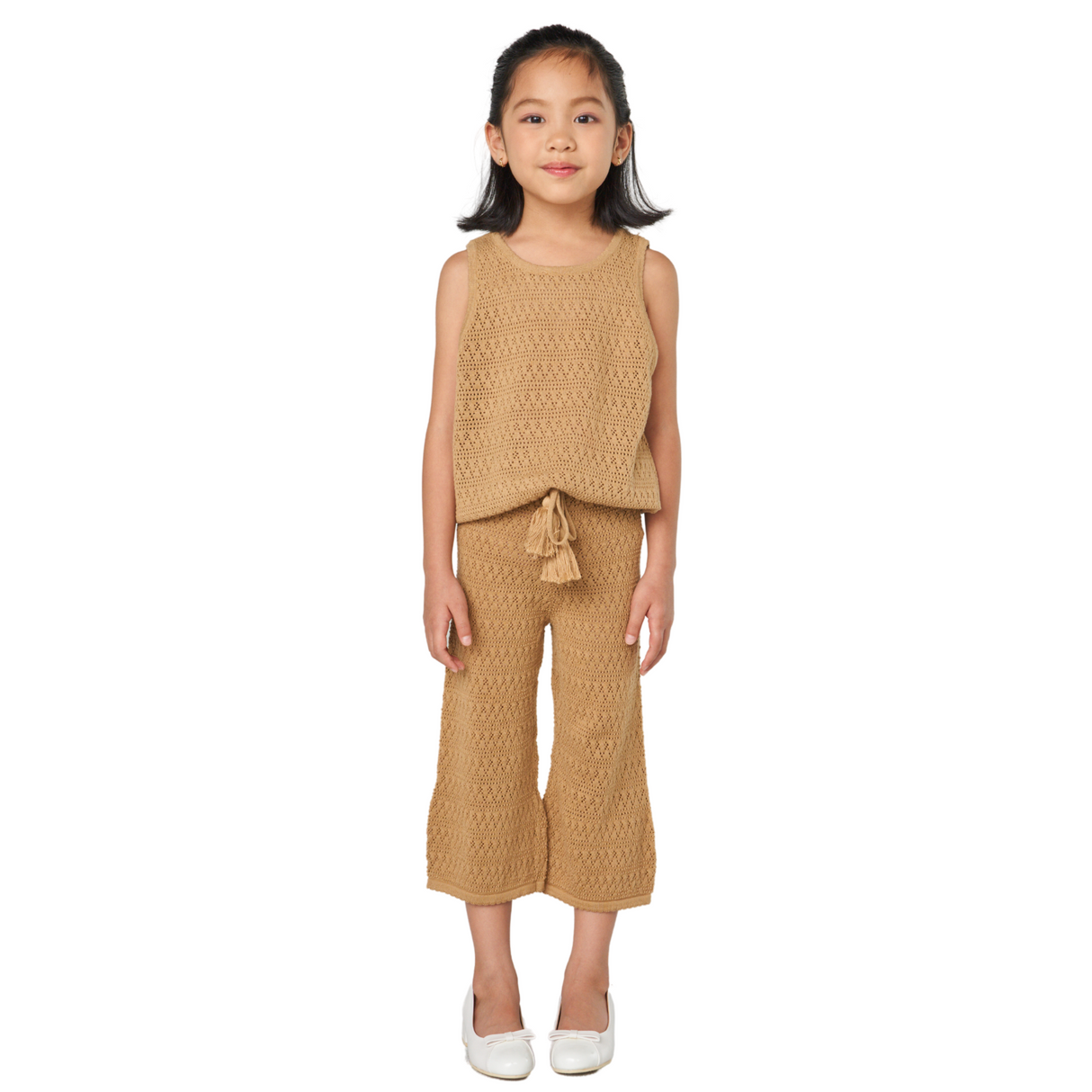 Crochet Knit Flare Pants – Camel