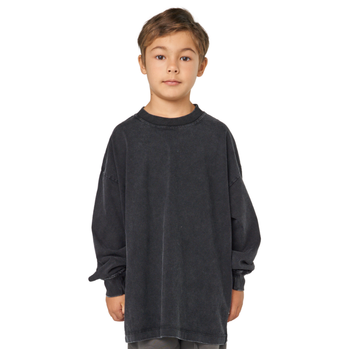 Oversized Vintage Wash Sweatshirt – Charcoal Black