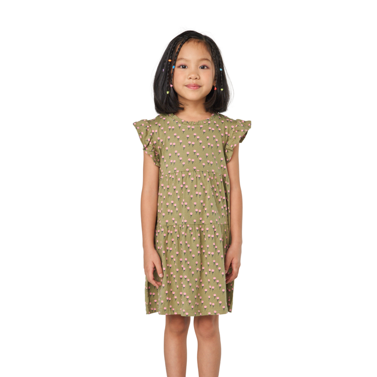 Olive Daisy Flutter Sleeve Dress