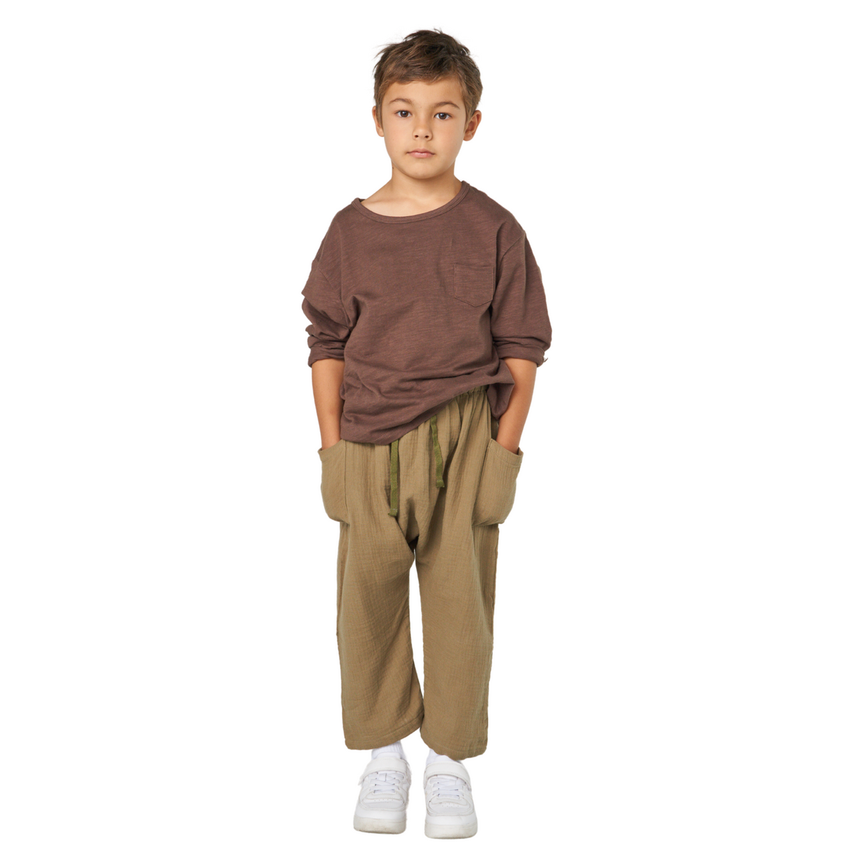 Relaxed Cotton Pants – Olive