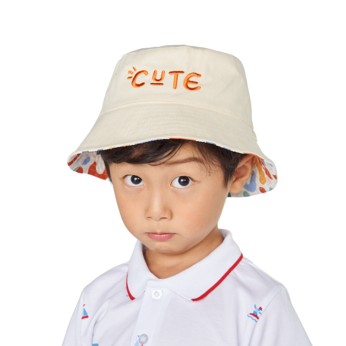 Reversible CUTE Bucket Hat – Beige