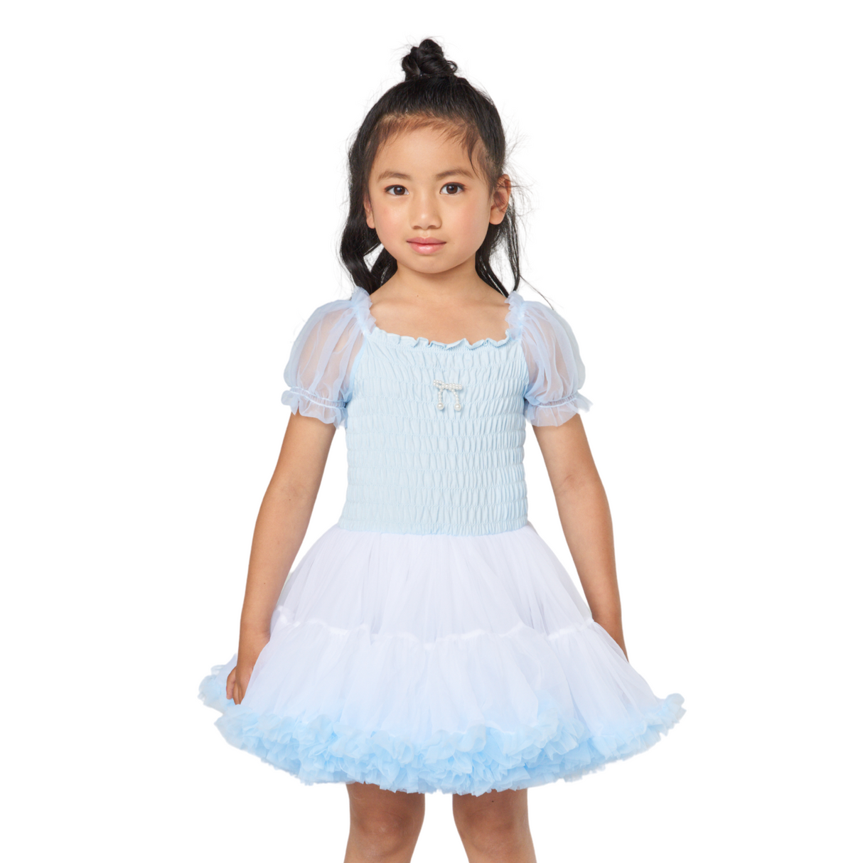 Smocked Tulle Party Dress – Sky Blue