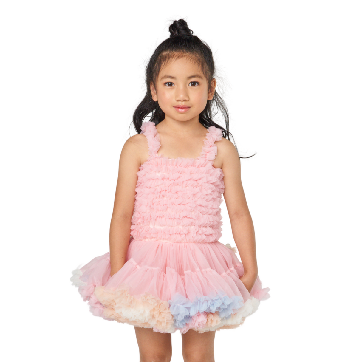 Tiered Ruffle Tulle Dress – Cotton Candy Pink
