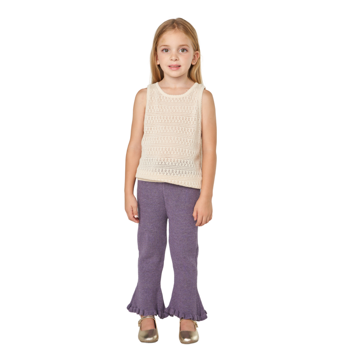 Ribbed Knit Flare Pants – Lavender