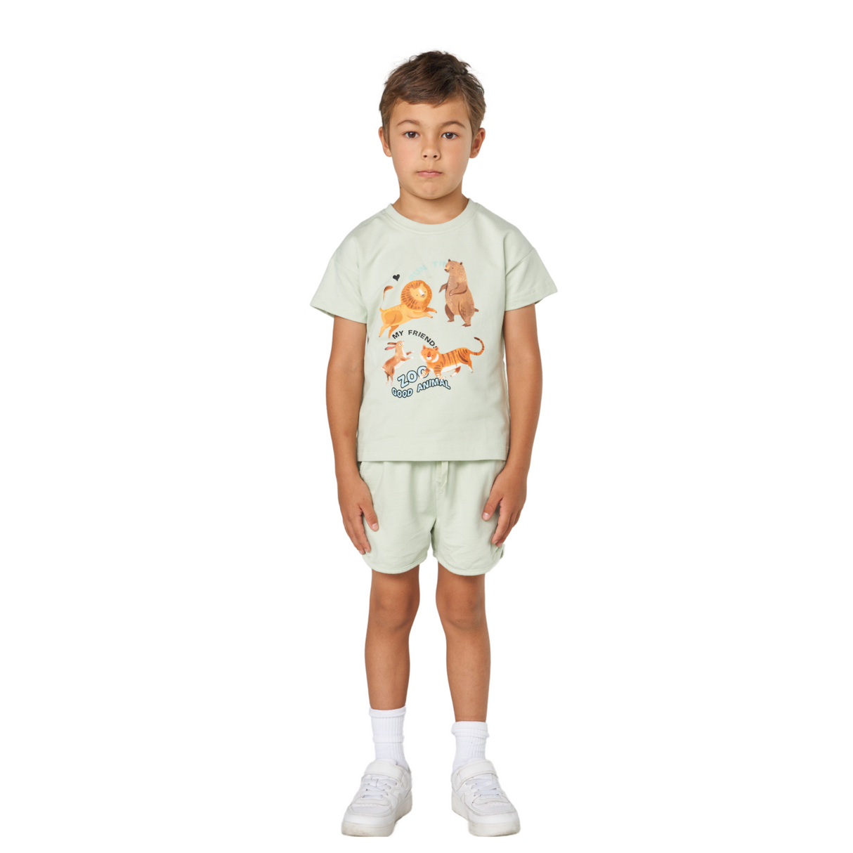 Animal Friends T-Shirt and Shorts Set – Mint