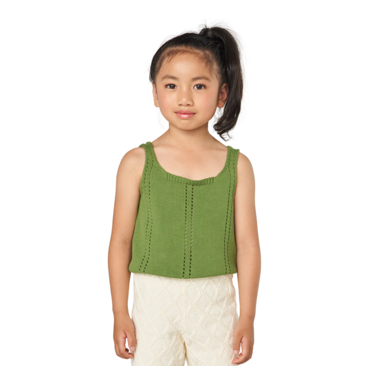 Open Stitch Knit Tank – Olive Green