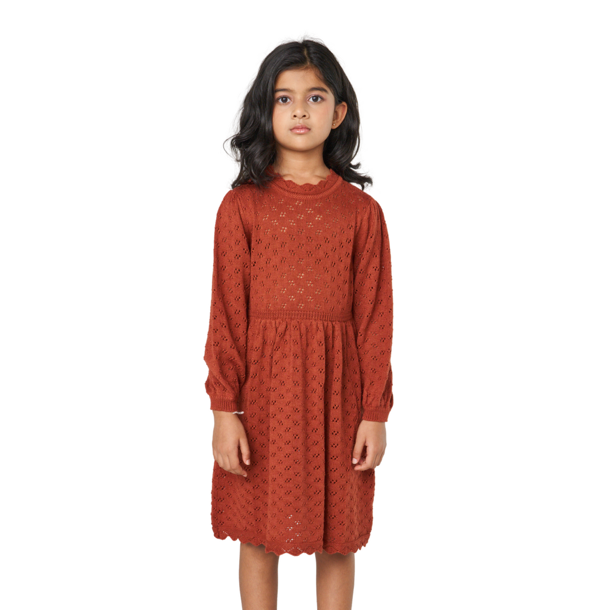 Eyelet Knit Dress Set – Rust