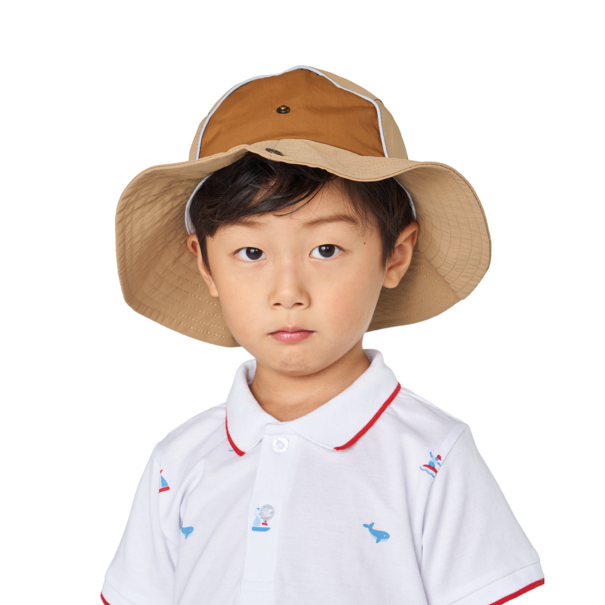 Two-Tone Sun Hat – Beige and Brown