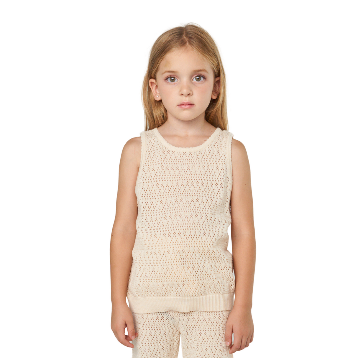 Crochet Knit Tank – Cream