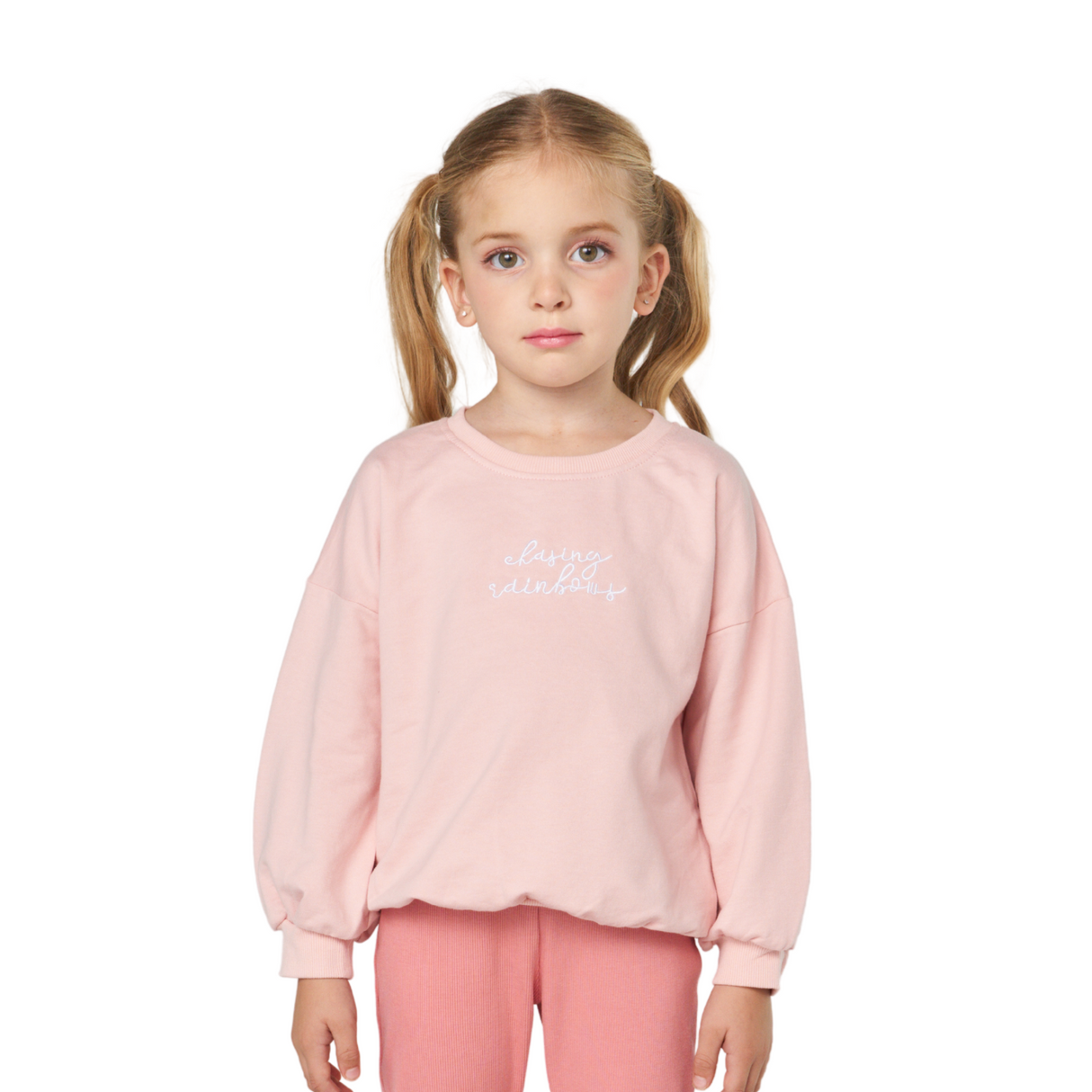 “Happy Rainbow” Sweatshirt – Light Pink