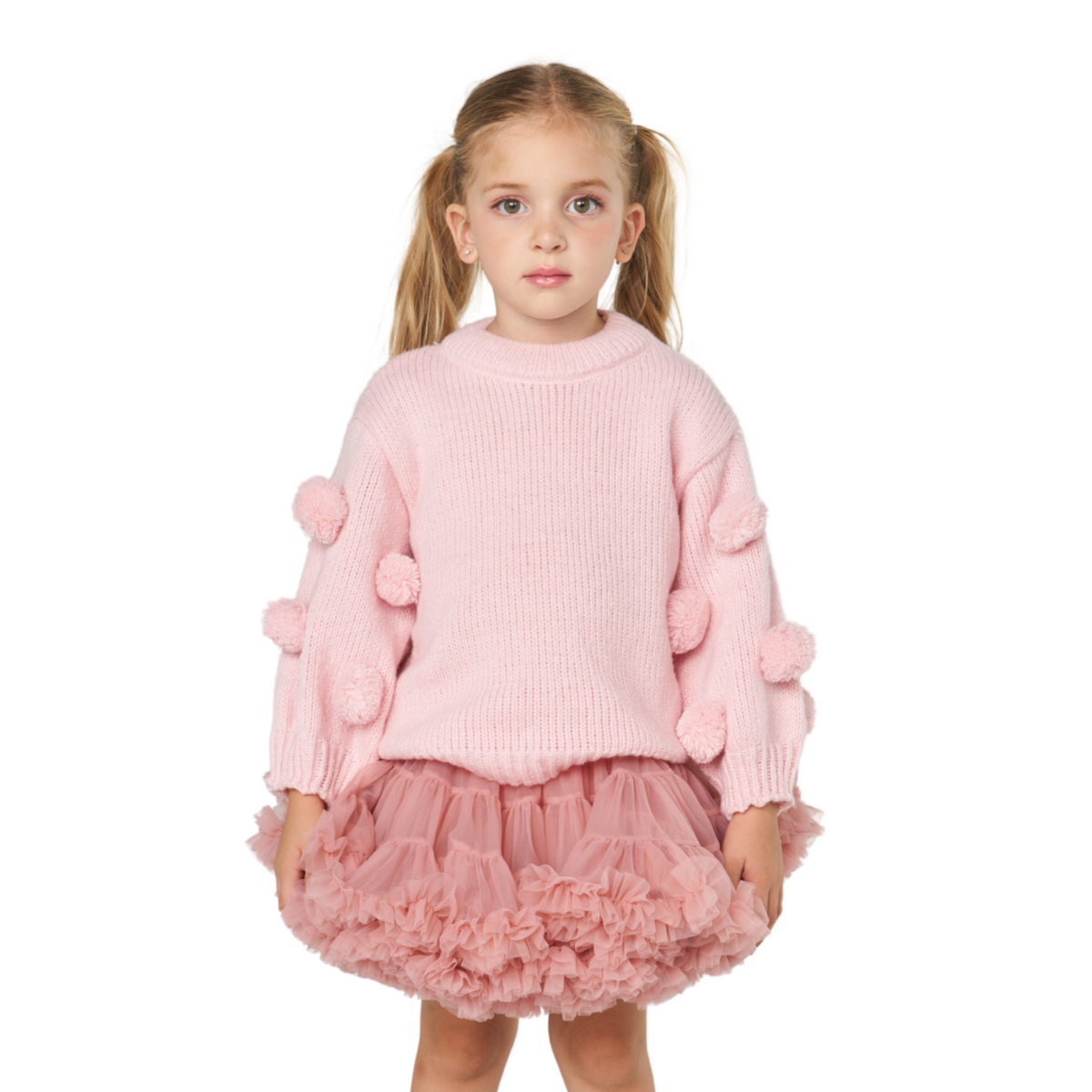 Layered Ruffle Tulle Skirt – Dusty Rose – DRIPPI