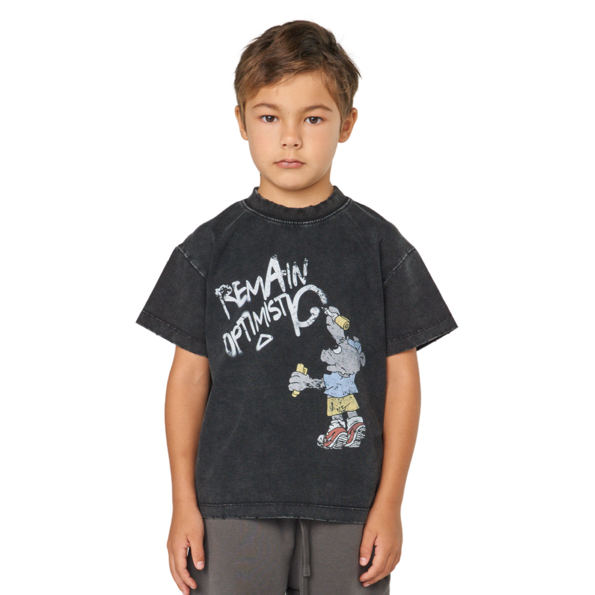 Remain Optimistic Tee – Washed Black