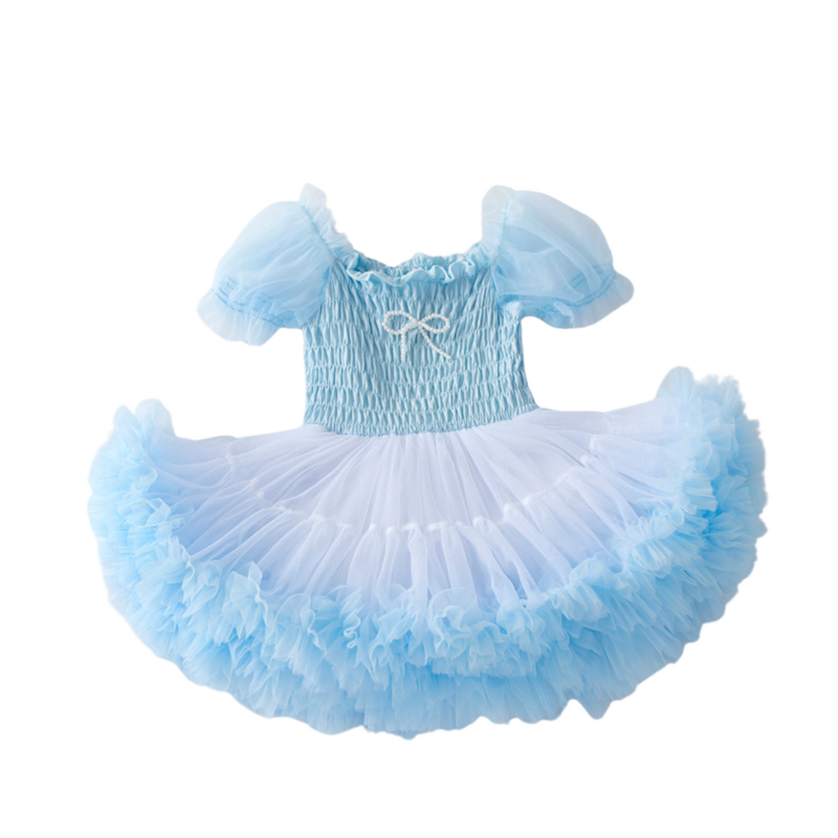 Smocked Tulle Party Dress – Sky Blue