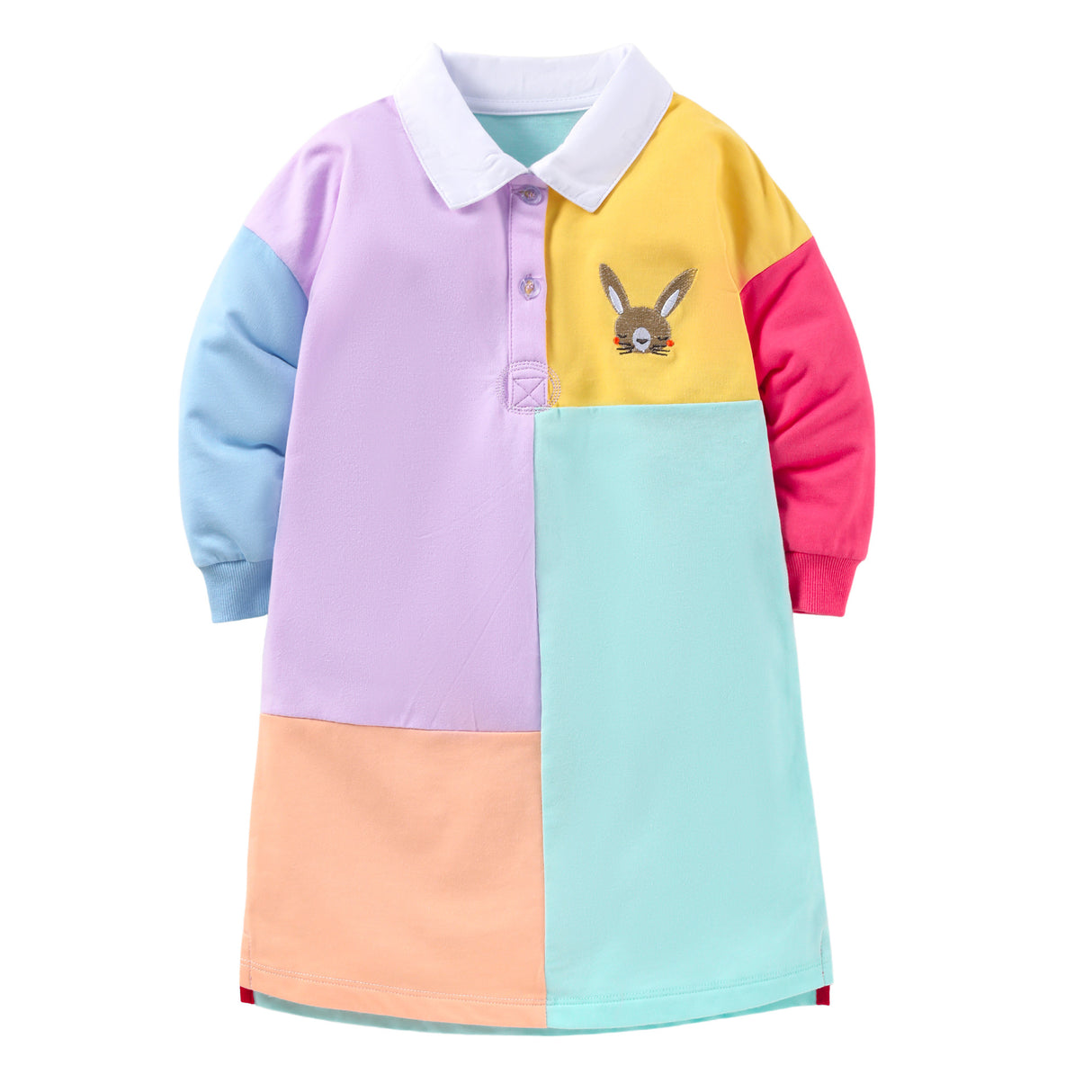Colorblock Polo Dress with Bunny Patch