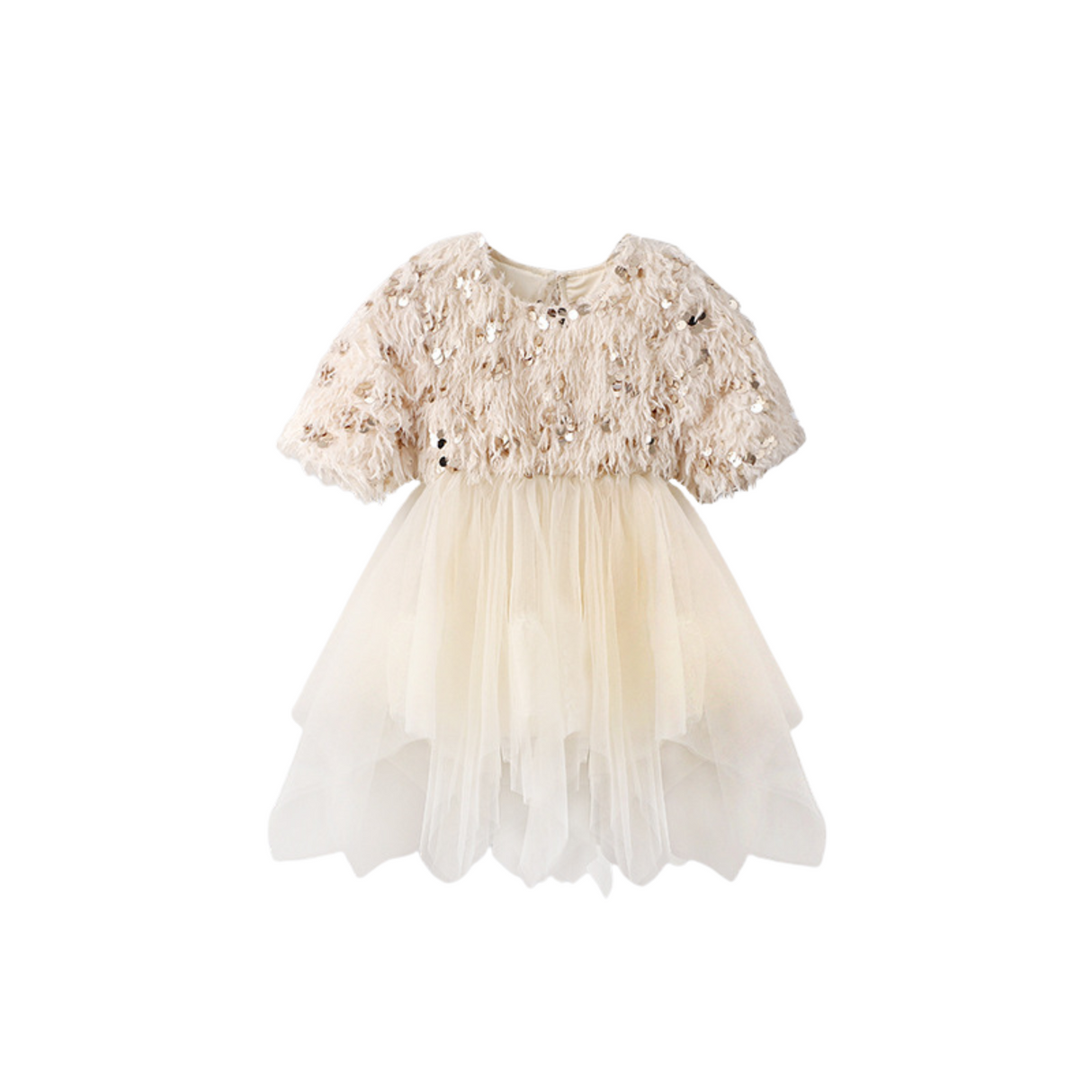 Sequin Floral Tulle Dress – Ivory