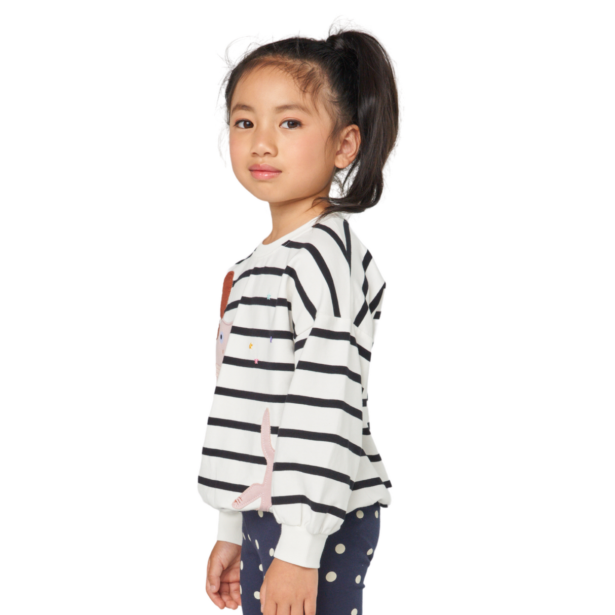 Striped Dog Graphic Sweatshirt – Ivory and Black