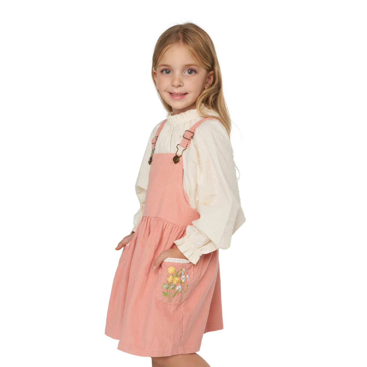 Corduroy Pinafore Dress – Blush Pink