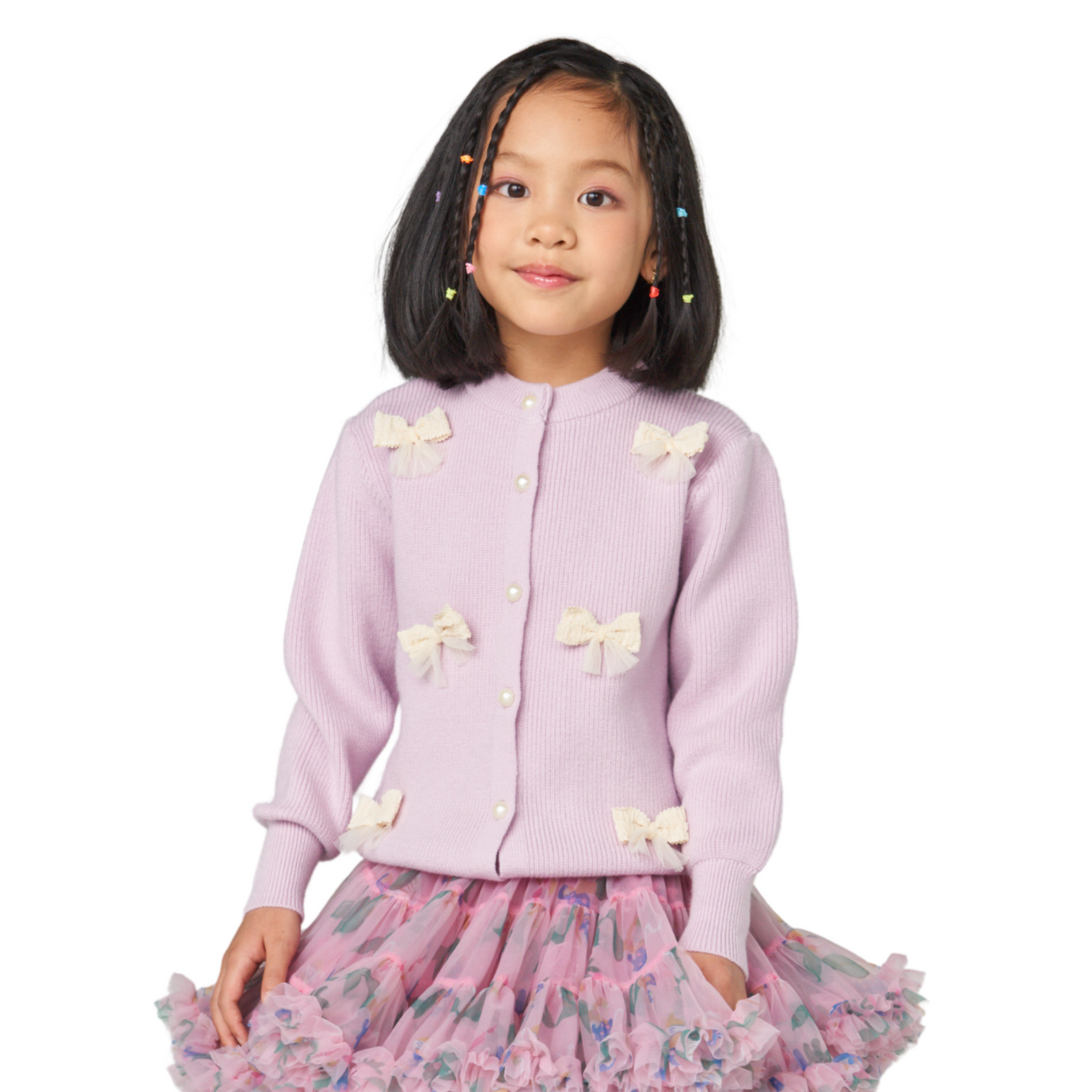 Bow Detail Knit Cardigan – Lilac