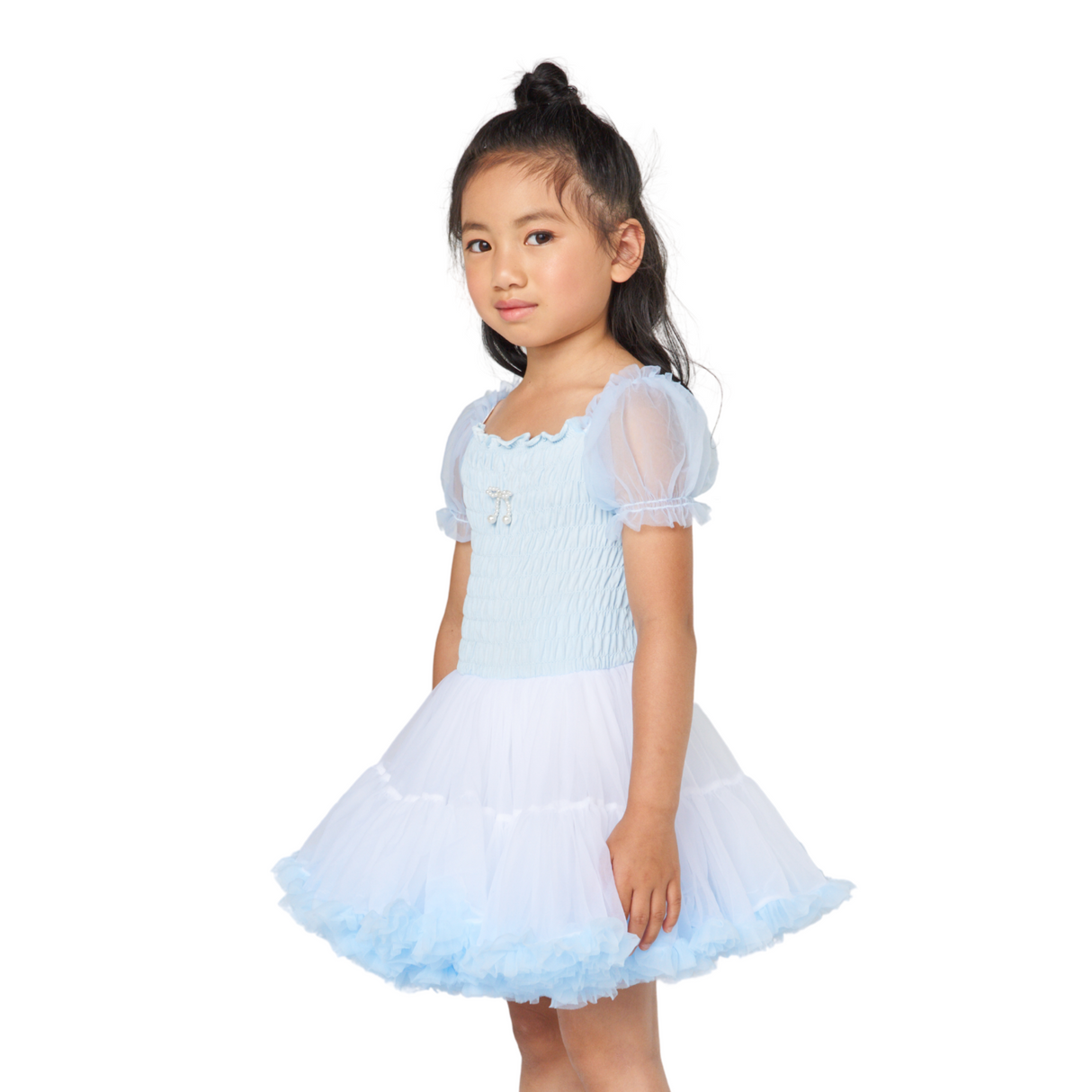 Smocked Tulle Party Dress – Sky Blue