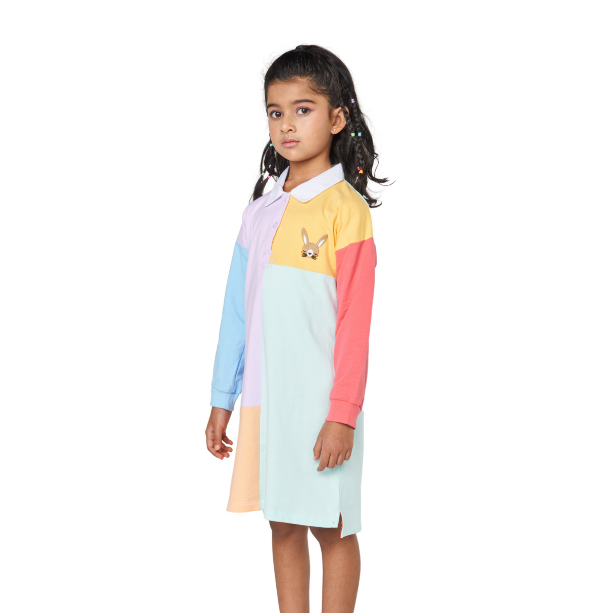 Colorblock Polo Dress with Bunny Patch