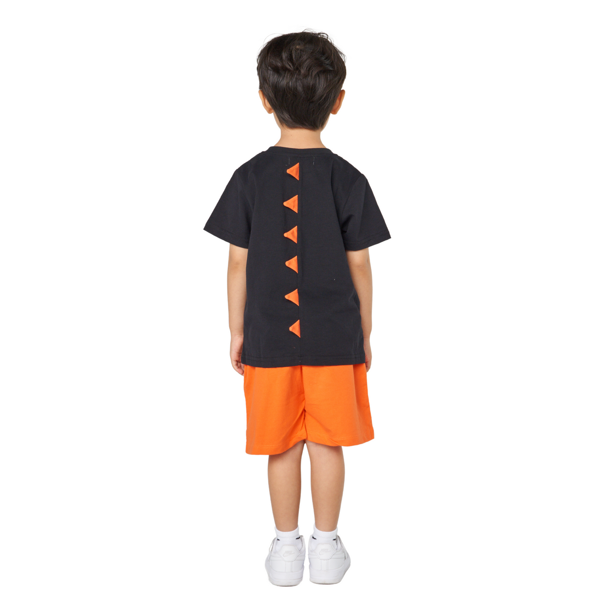 Dino Fun Tee & Shorts Set – Black & Orange