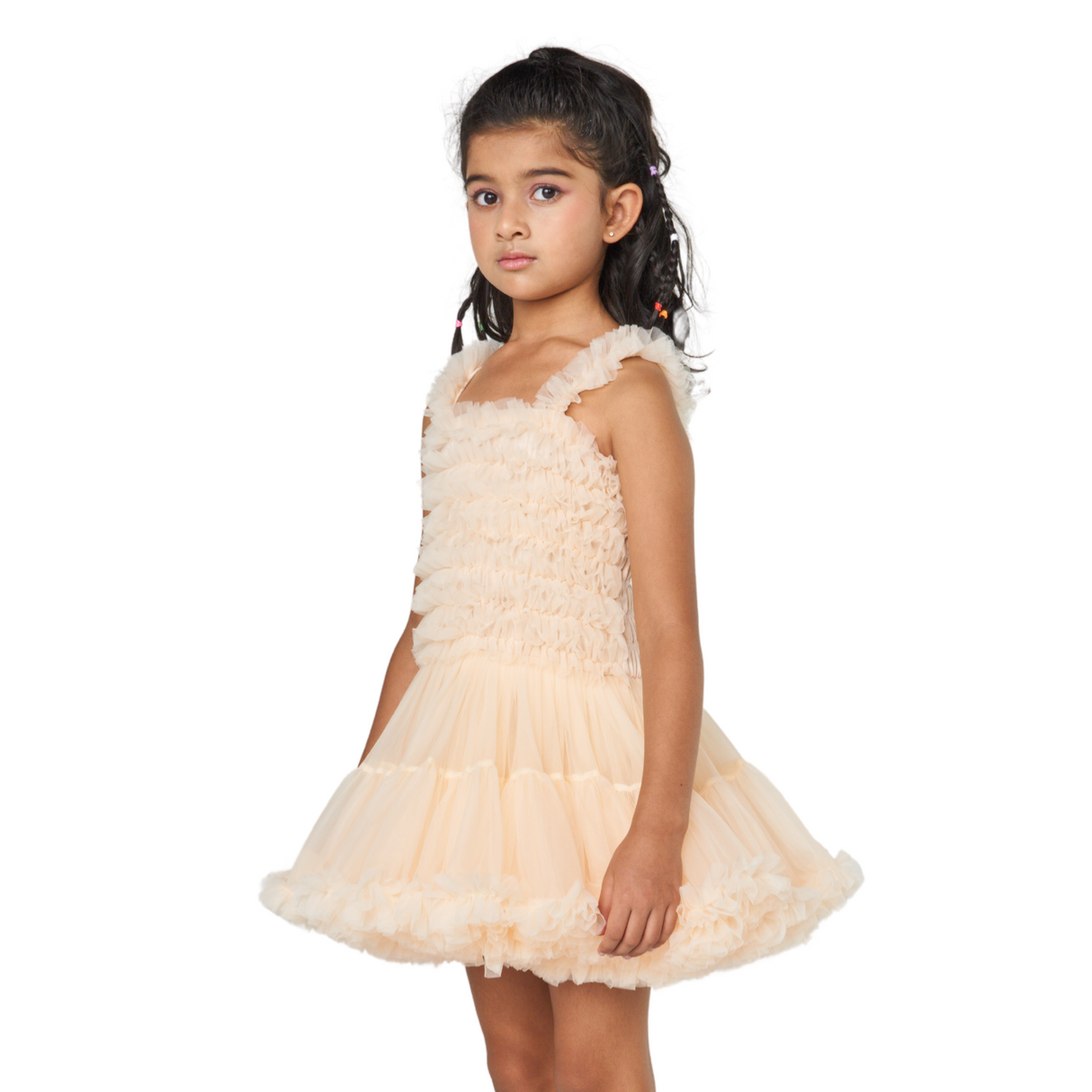 Tiered Ruffle Tulle Dress – Peach Fizz