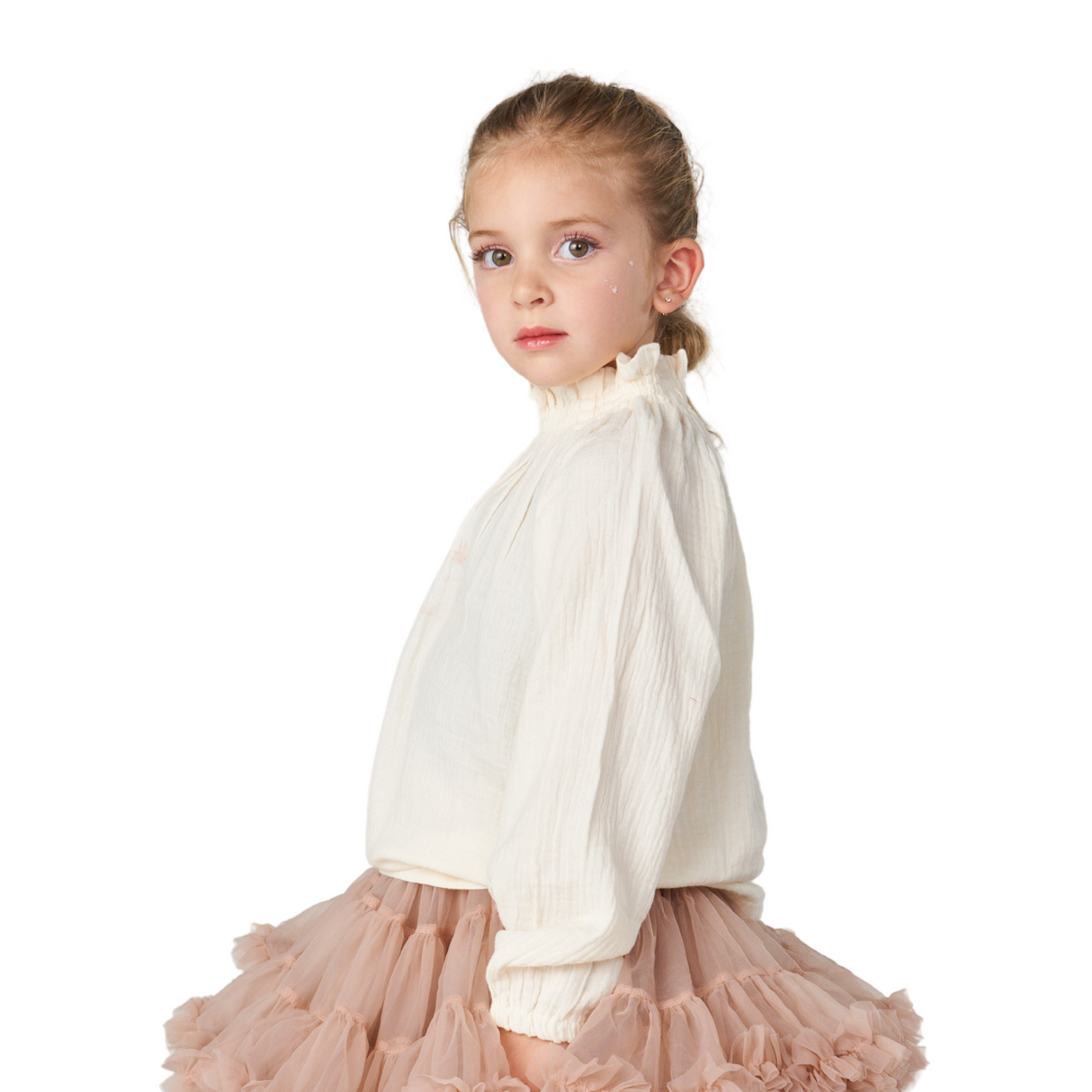 Lightweight Ruffle Neck Blouse – Soft Cream