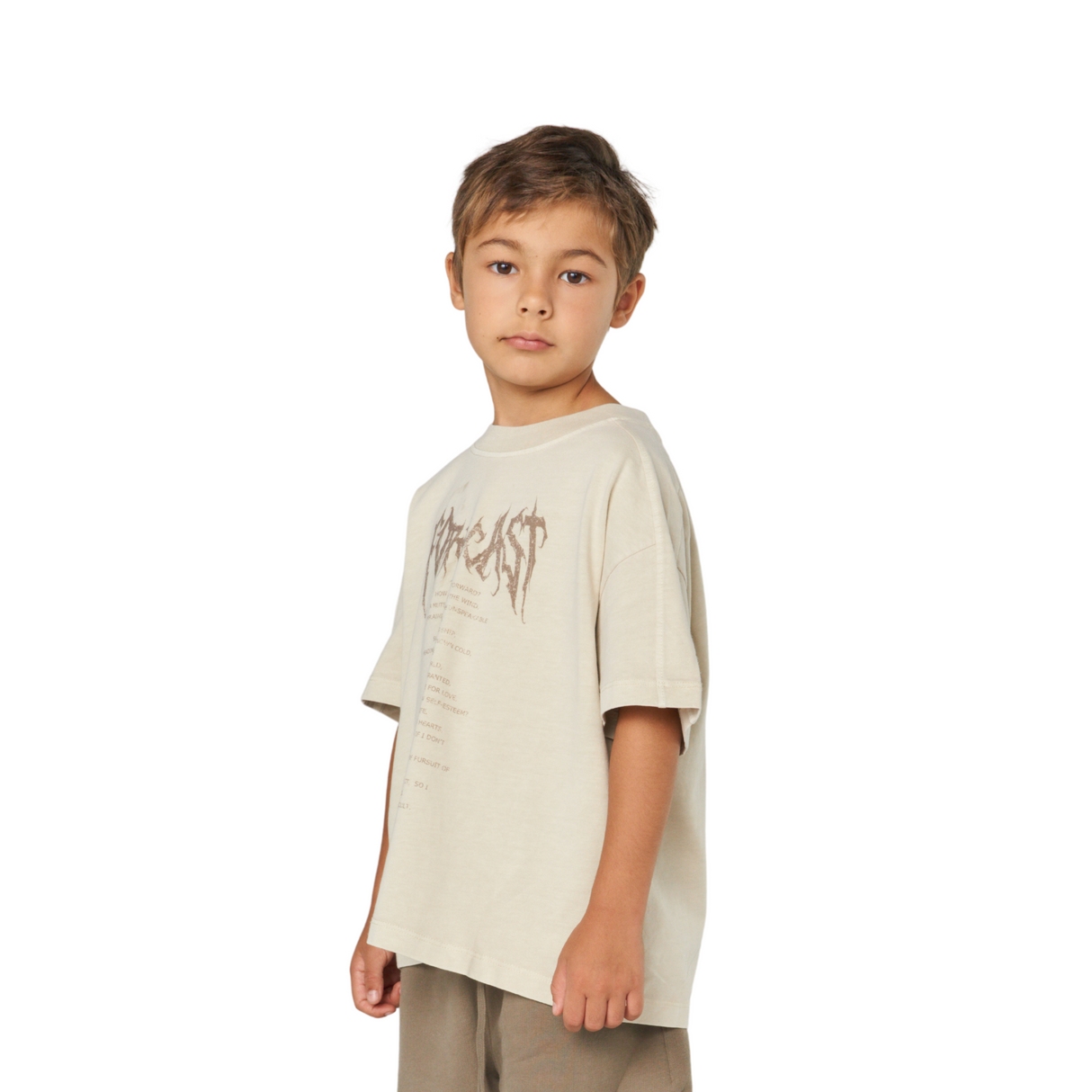 Tour Graphic Oversized Tee – Beige