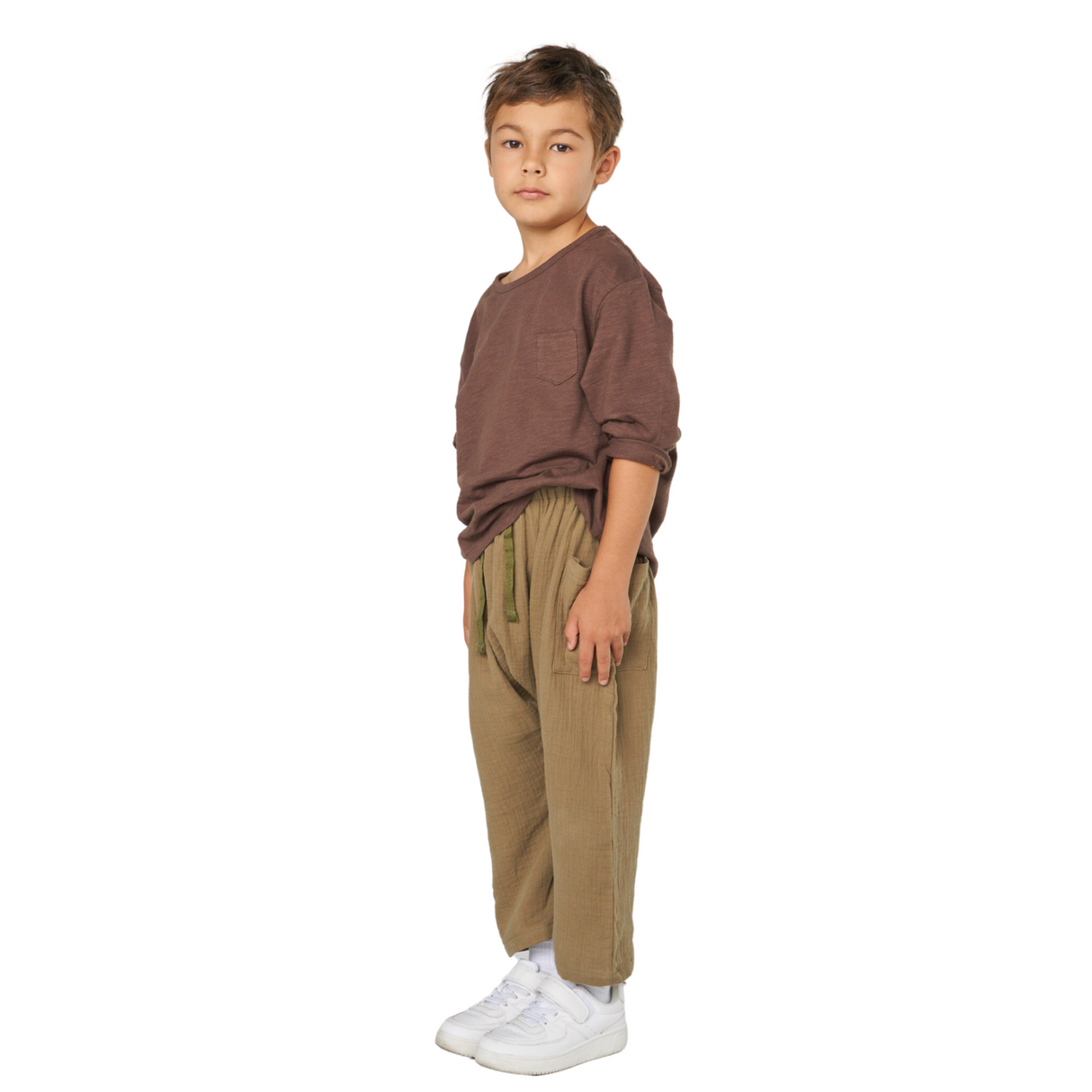 Relaxed Cotton Pants – Olive