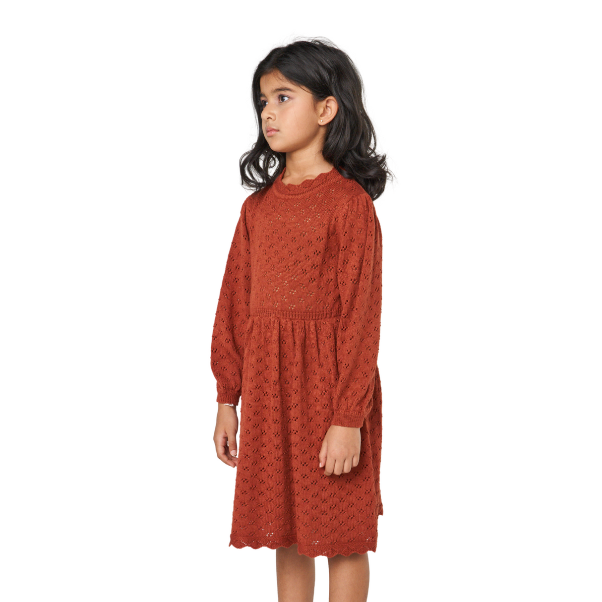 Eyelet Knit Dress Set – Rust