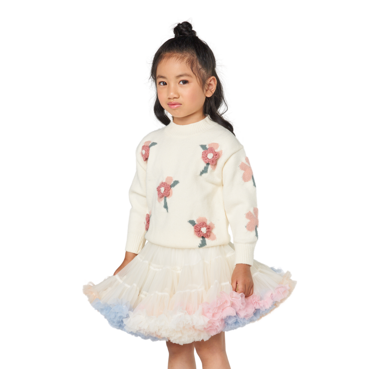 Pastel Ruffle Tulle Skirt – Cloud Cream