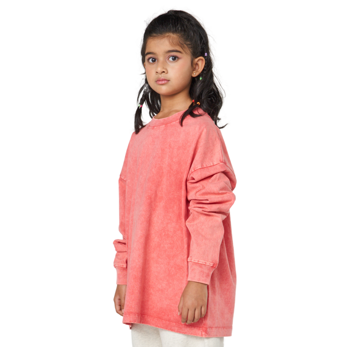 Oversized Vintage Wash Sweatshirt – Coral Pink