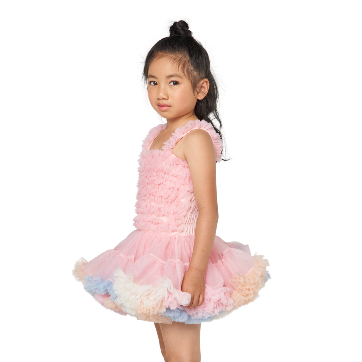 Tiered Ruffle Tulle Dress – Cotton Candy Pink