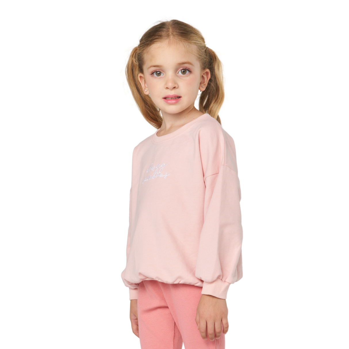 “Happy Rainbow” Sweatshirt – Light Pink