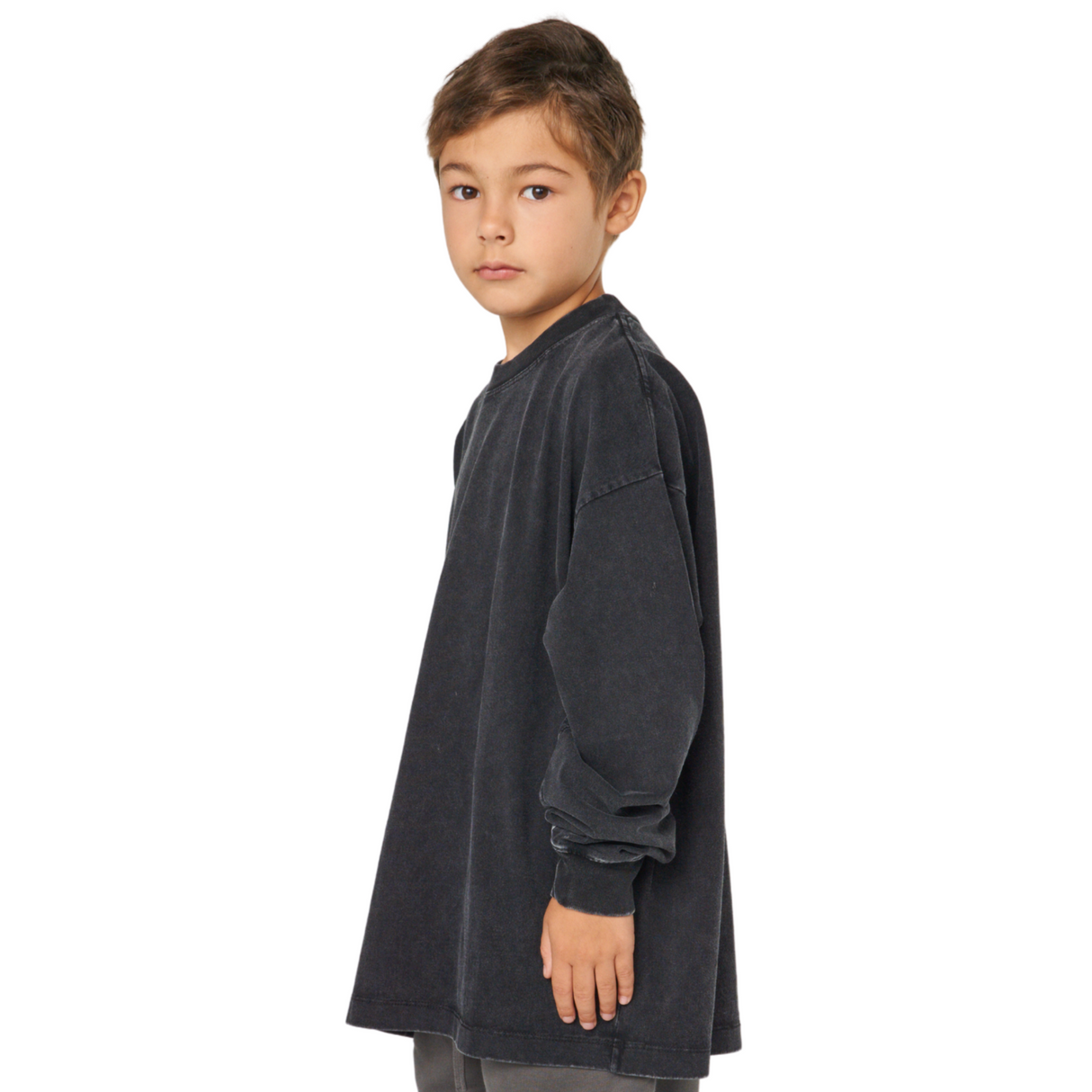 Oversized Vintage Wash Sweatshirt – Charcoal Black