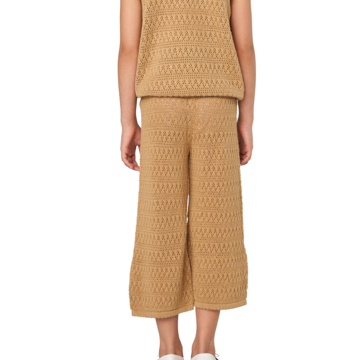 Crochet Knit Flare Pants – Camel