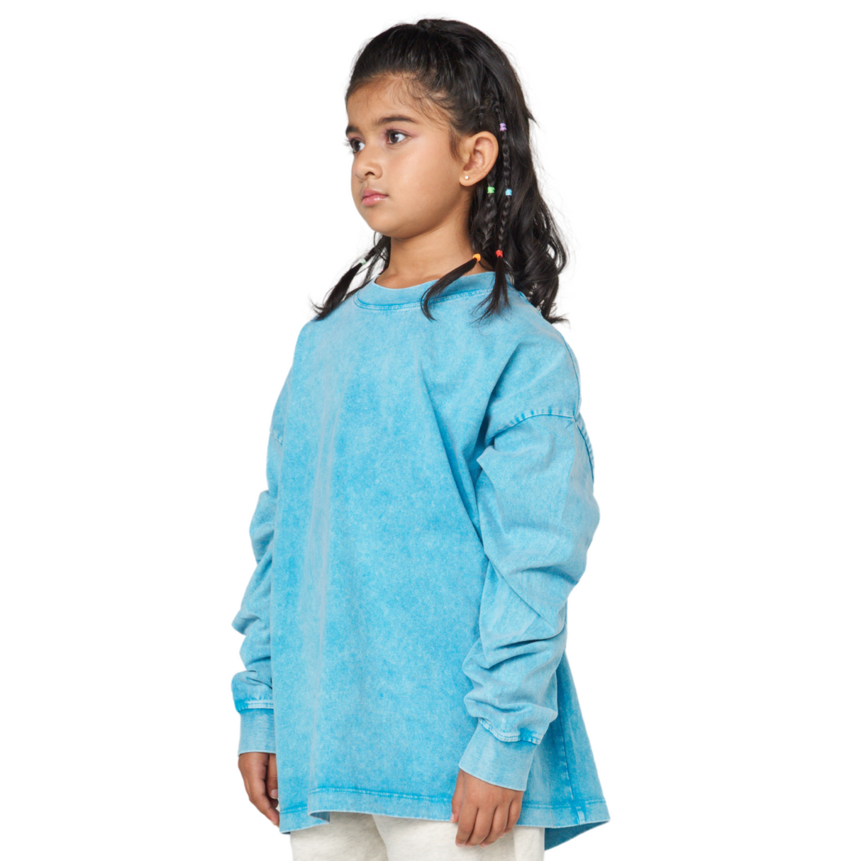 Oversized Vintage Wash Sweatshirt – Aqua Blue