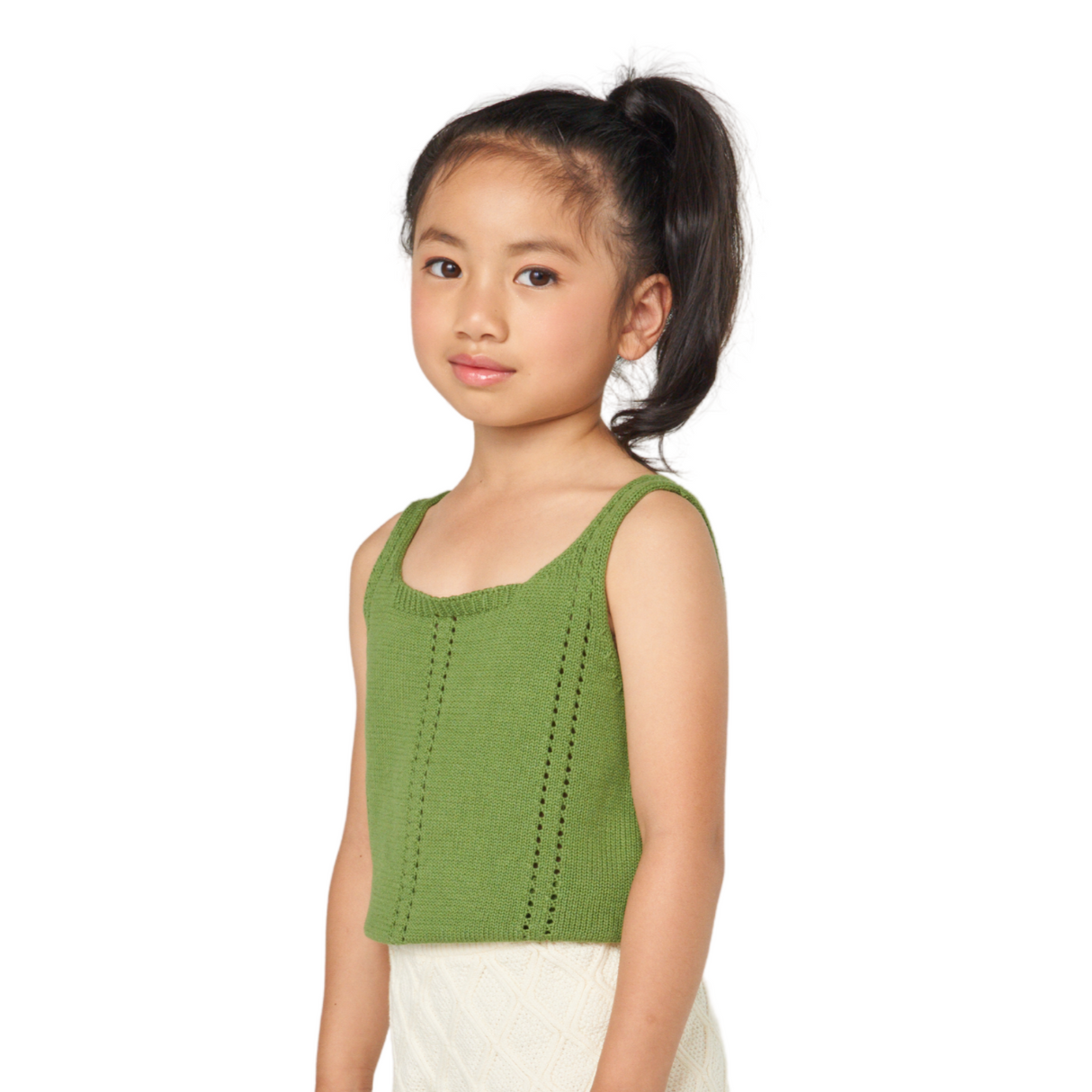 Open Stitch Knit Tank – Olive Green