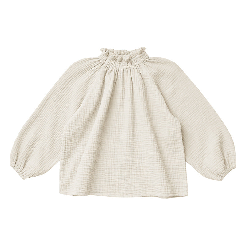 Lightweight Ruffle Neck Blouse – Soft Cream