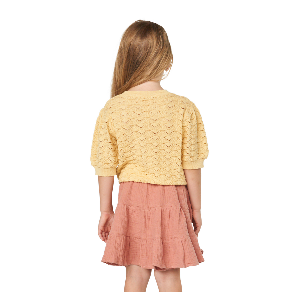 Textured Cotton Tiered Skirt – Rose