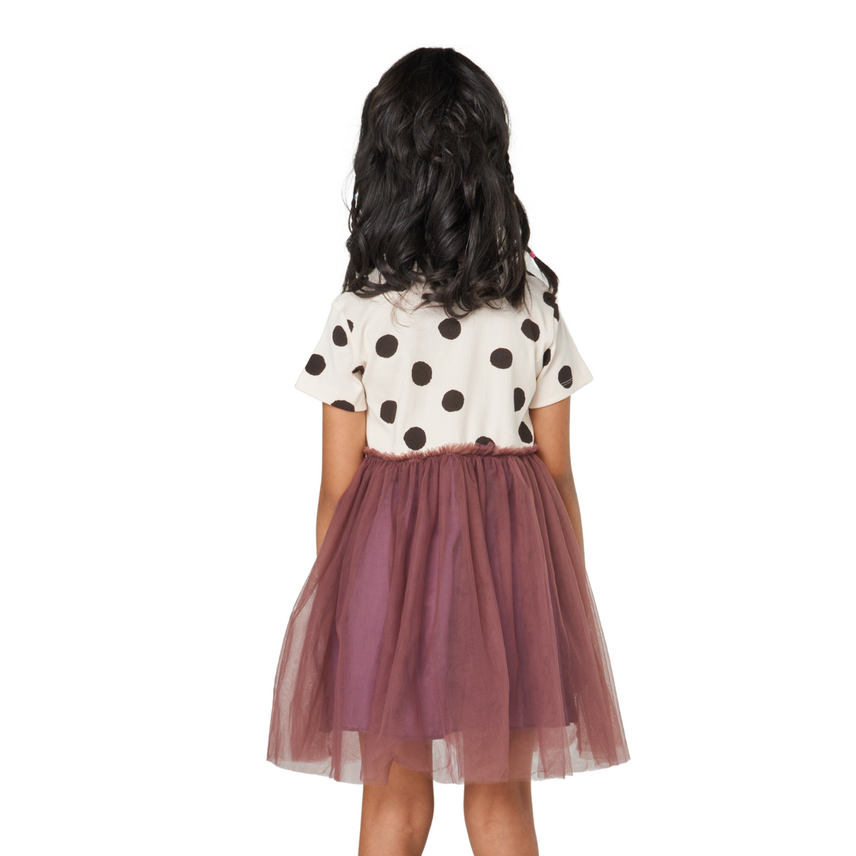 Polka Dot Tulle Dress – Cream and Plum