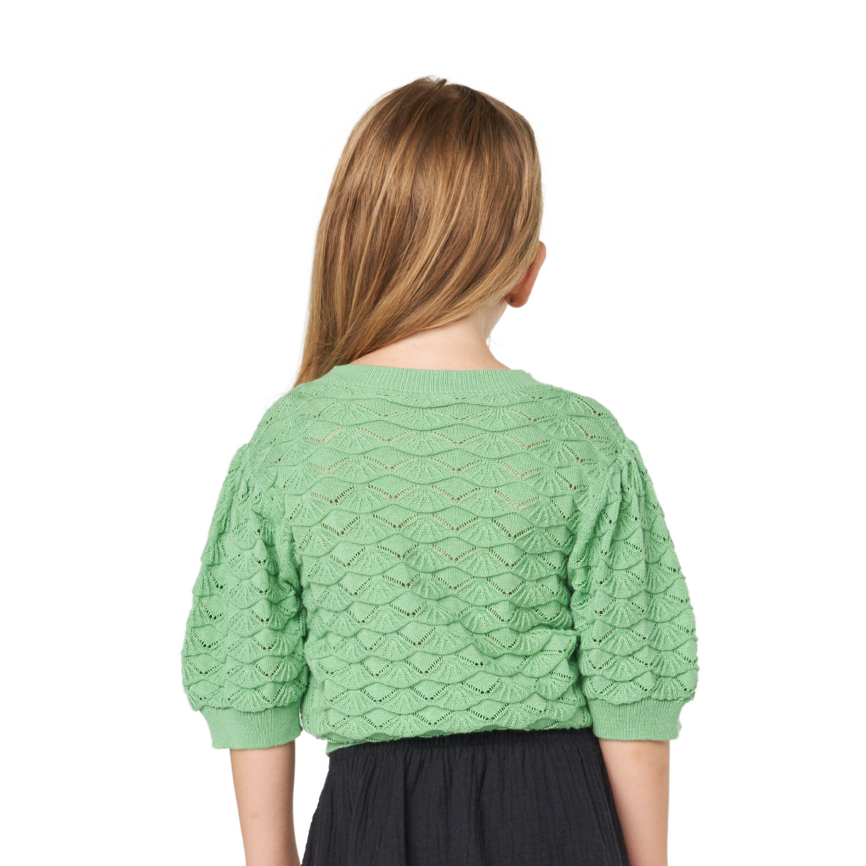 Textured Puff Sleeve Knit Top – Mint Green
